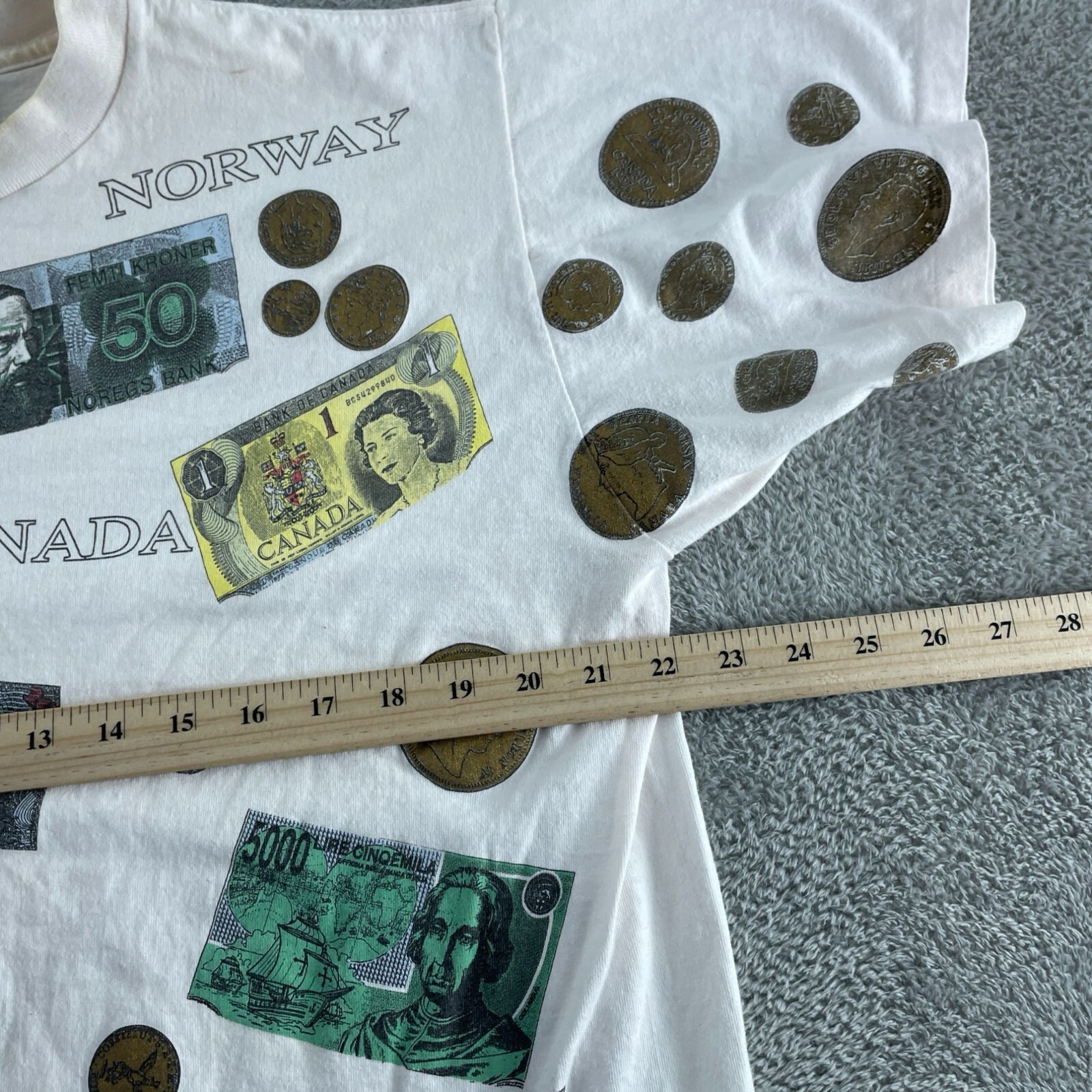 Vintage HRLA Los Angeles Currency & Coins Graphic T-Shirt One Size 5095