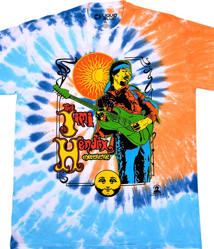 Jimi Hendrix Sun Moon Experience Tie-Dye T-Shirt Liquid Blue