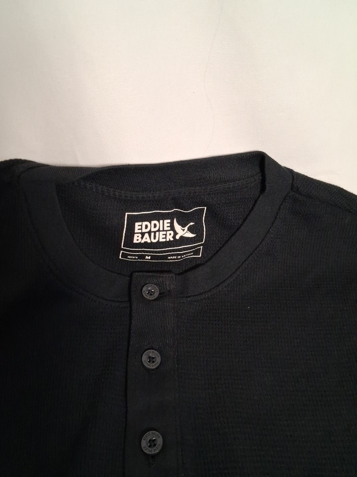 Eddie Bauer M/M Black Knit Shirt 60 Cotton 40 Poly, New with Tag 1041A2
