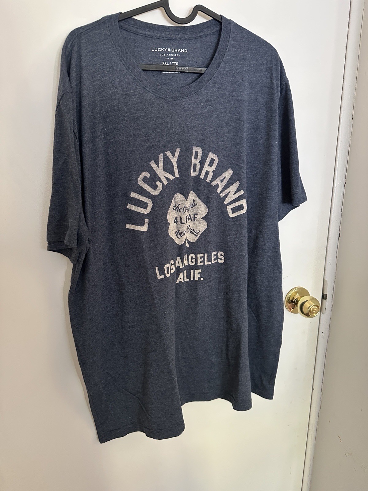 Lucky Brand Clover Leaf Logo -shirt Men’s XXL Heather Blue Los Angeles