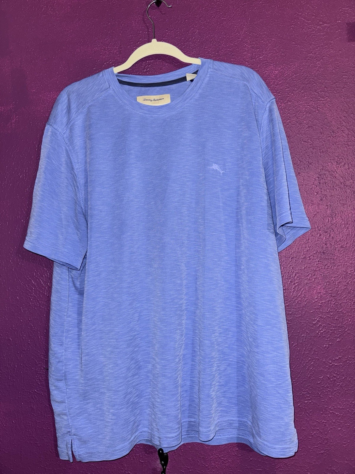 Tommy Bahama Men’s XXL Blue Solid Logo Crew Neck Short Sleeve Modal Knit Tee