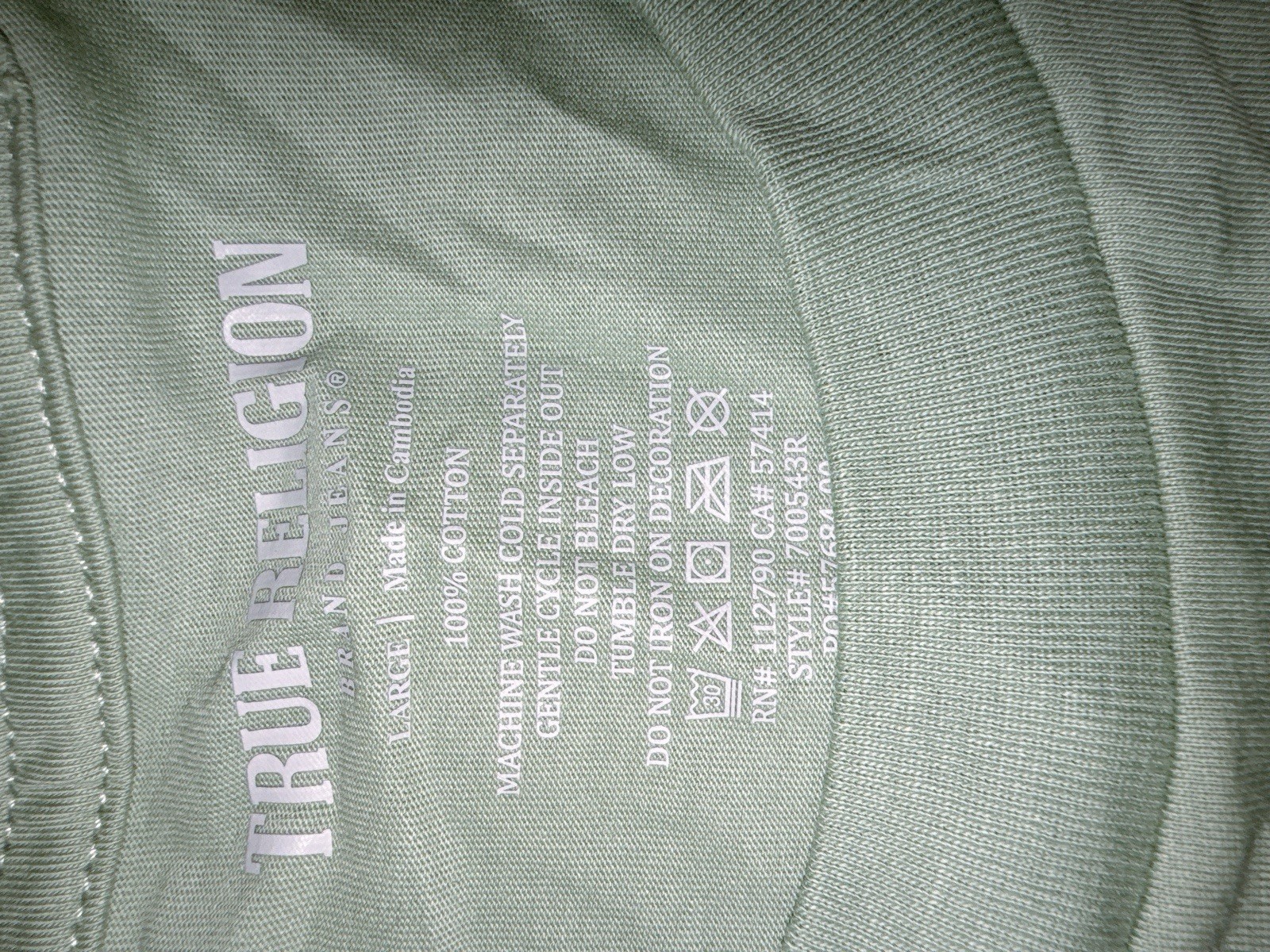 True Religion Men’s Size L Circular Tr Buddha Foil Crew Green Bay T-shirt ts)
