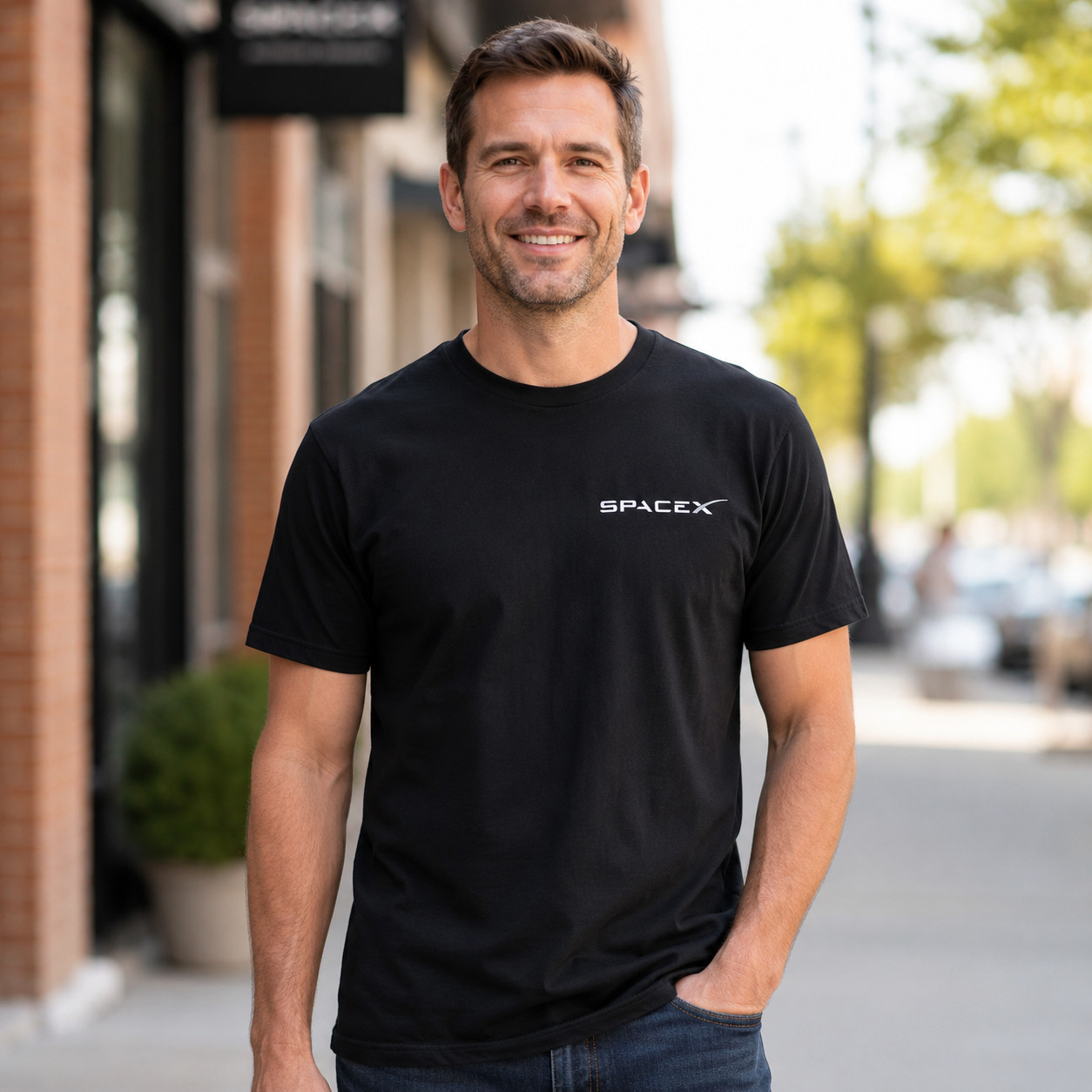 SpaceX Outer Space T-Shirt Men’s Graphic Crew Neck Cotton Tee S-5XL