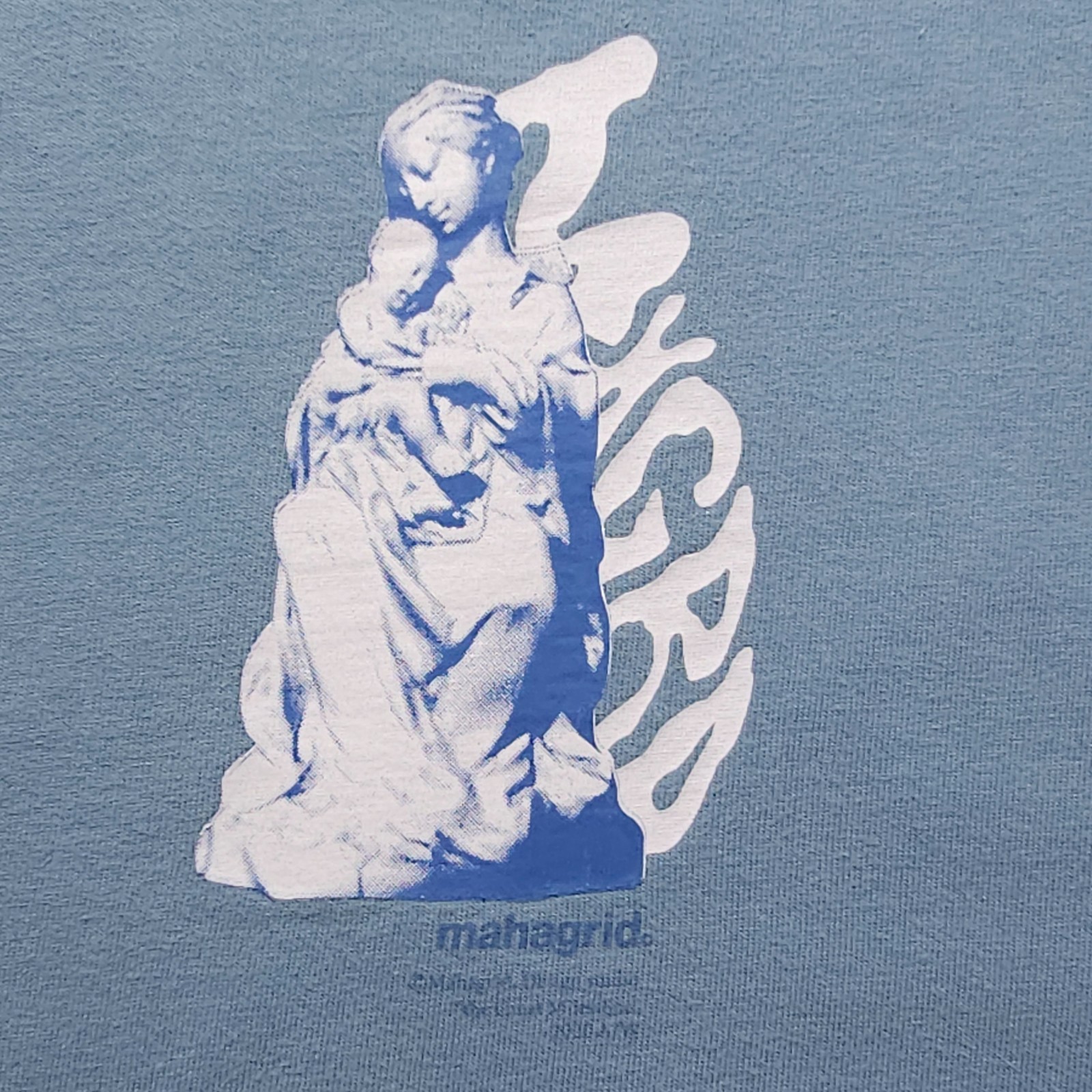 Mahagrid Men Shirt Medium Blue Gray Graphic Tee Design Studio Long Sleeve Casual