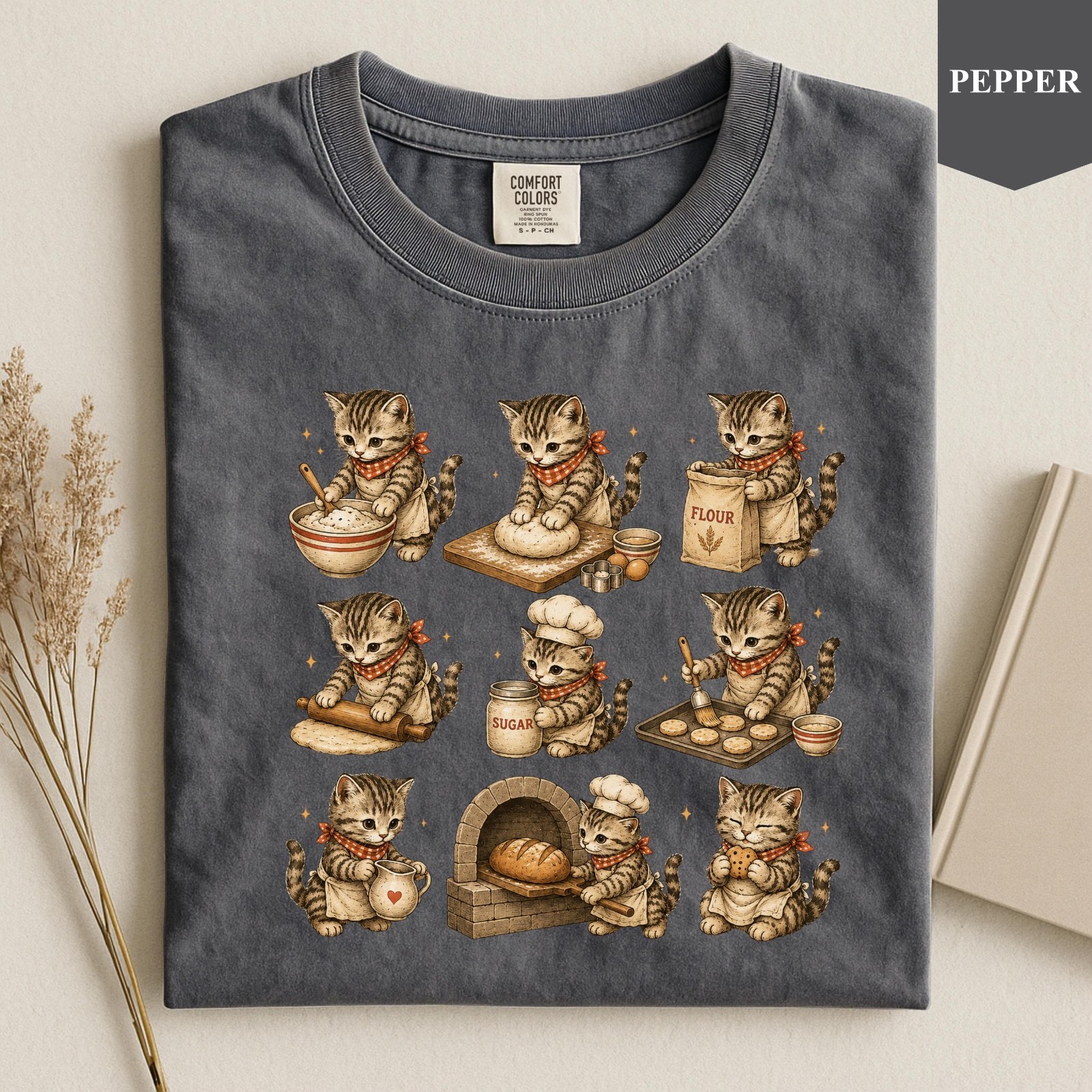 Baking Cat Shirt, Cozy Bakery Cat Tee, Sourdough Cat Lover Gift T-Shirt