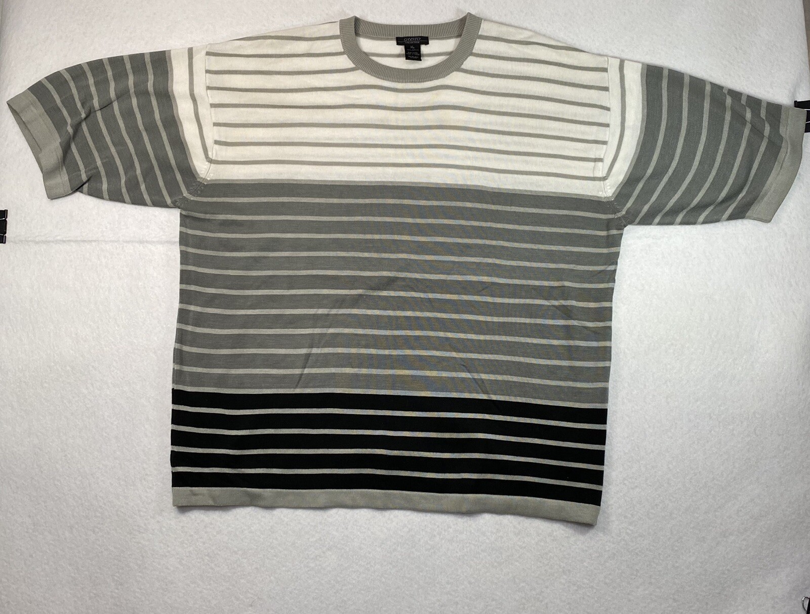 Gusto Collection Men’s XL 100% Acrylic Gray Striped Pullover TShirt