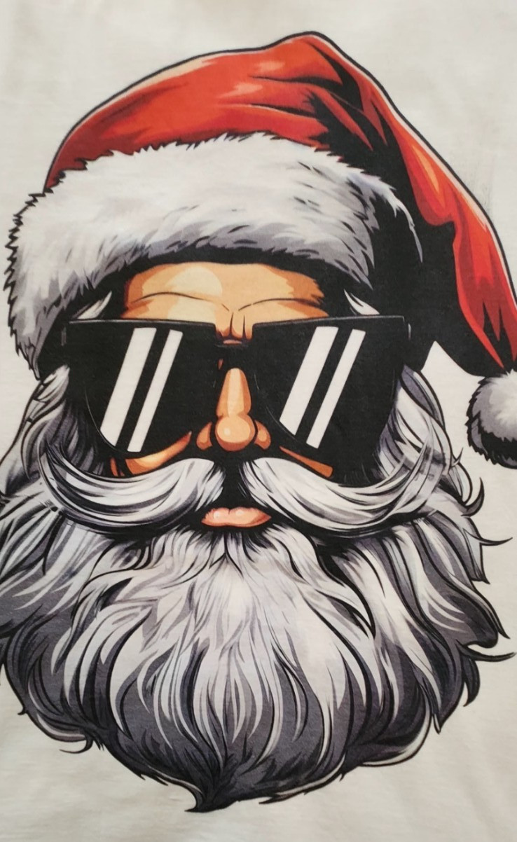 Gildan Harley Biker Santa Claus Sunglasses Retro Tee White Men’s XL