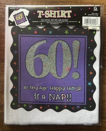 NEW IN ORIGINAL PACKAGING! FUNNY 60th BIRTHDAY T-SHIRT – XL – 100% COTTON