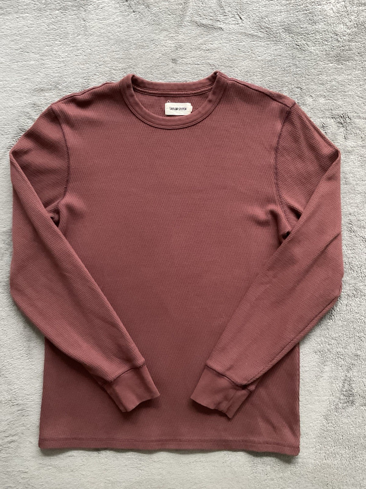 Taylor Stitch Thermal Waffle Crew Shirt Men’s 40(M) Long Sleeve Cotton Burgundy