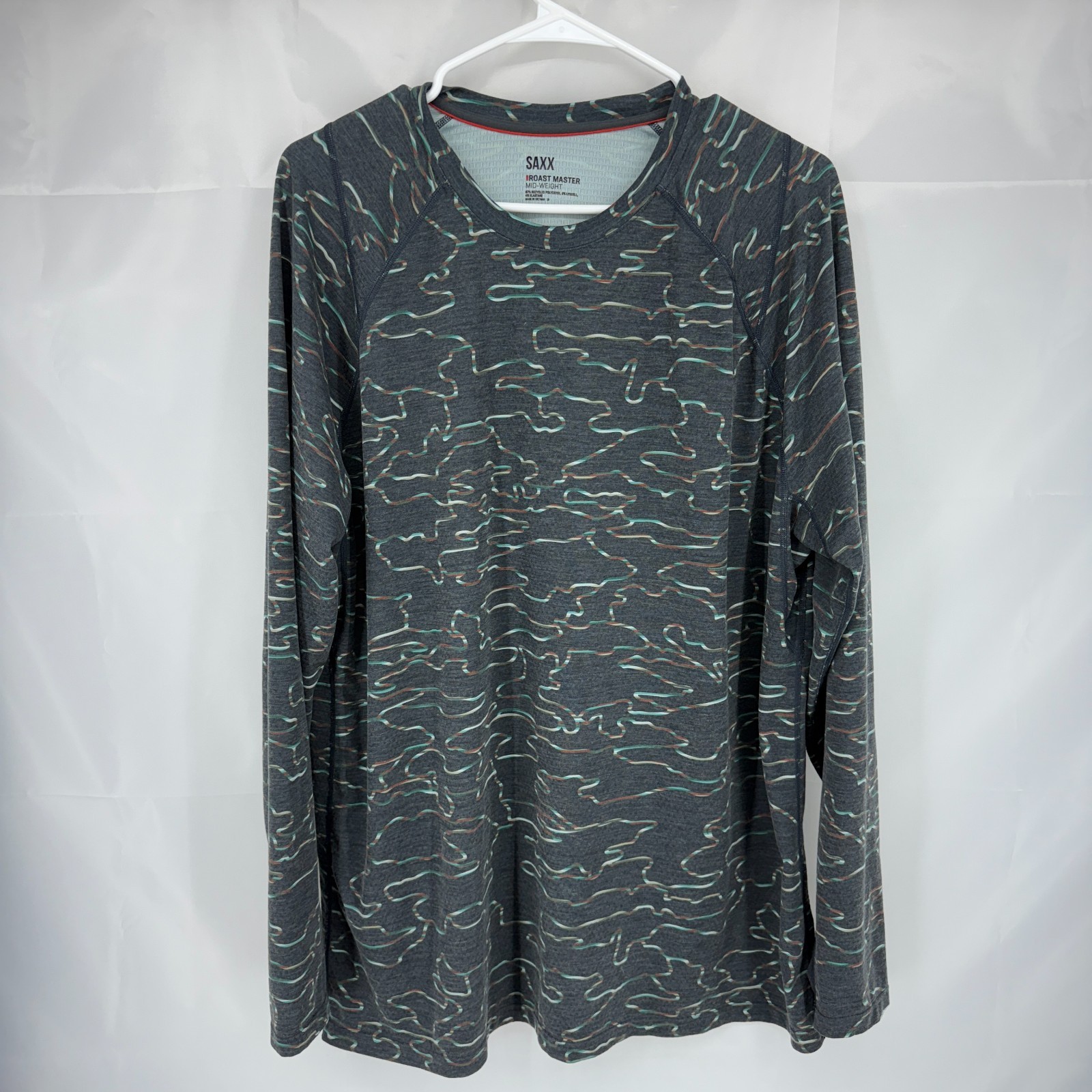 SAXX Men XL Roast Master Mid Weight Shirt Long Sleeve Thermal Layer Printed Top