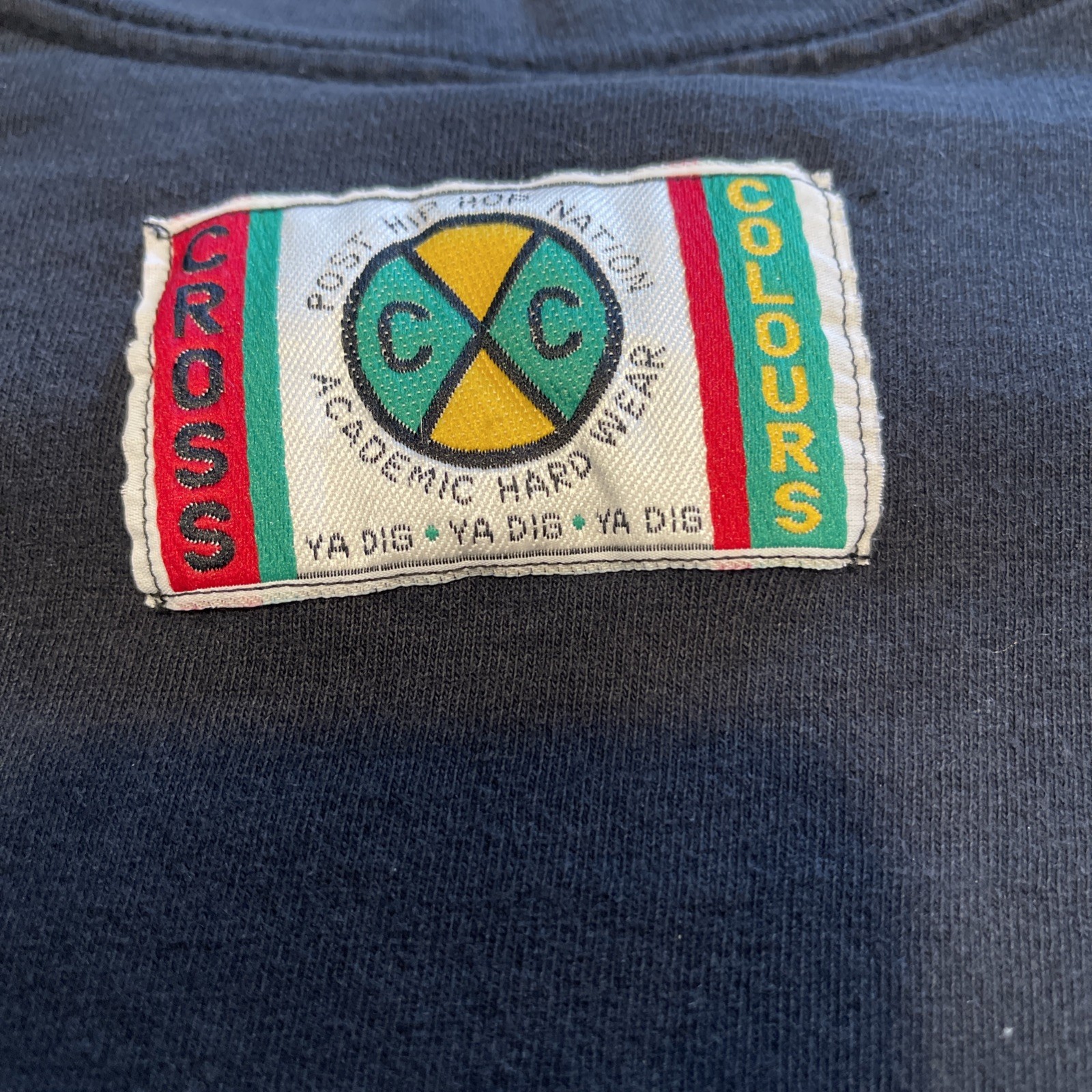 Vintage Cross Colours Shirt 90’s Single Stitch Black T-shirt Size M/L *See Pics*
