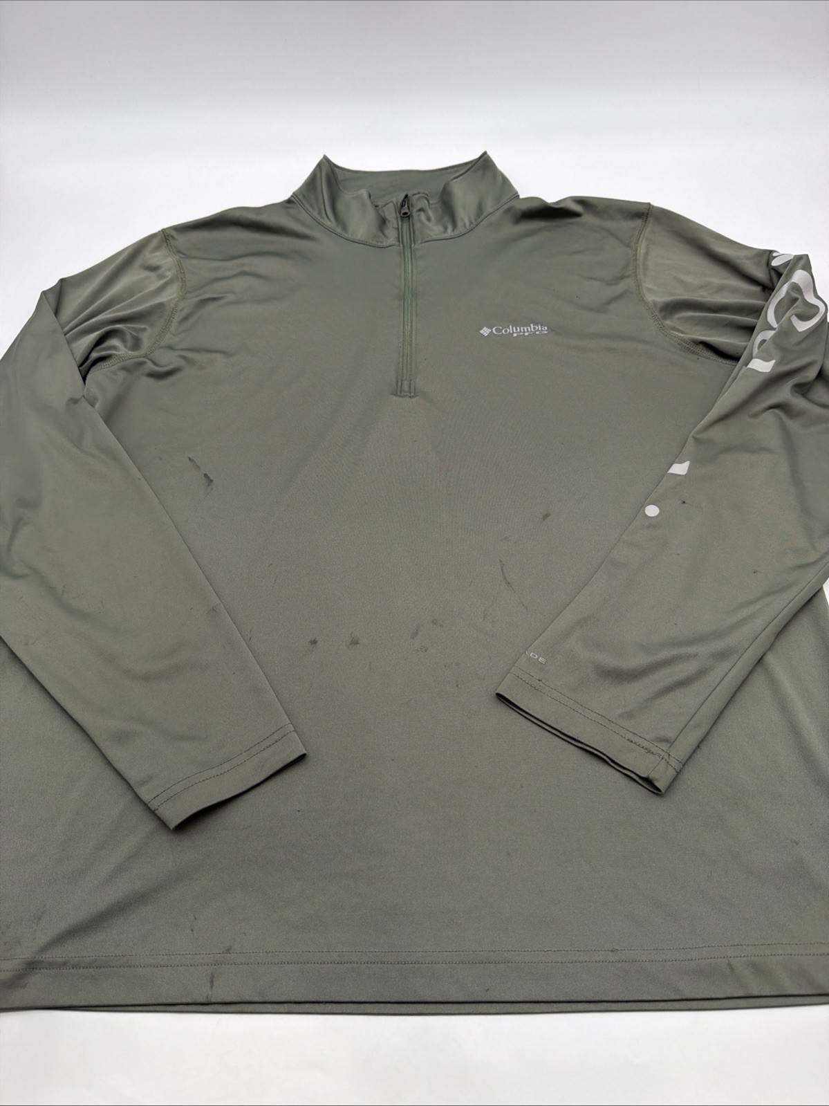 Colombia Sportswear PFG Polo Long Sleeve T-shirt Men XL Green Logo 1/4Zip.47285