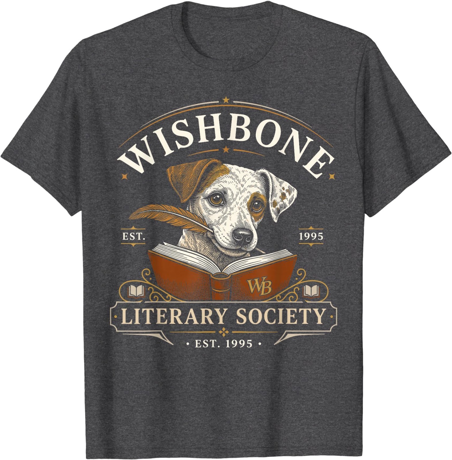 Wishbone Literary Society Est 1995 Dog Reader Vintage T-Shirt