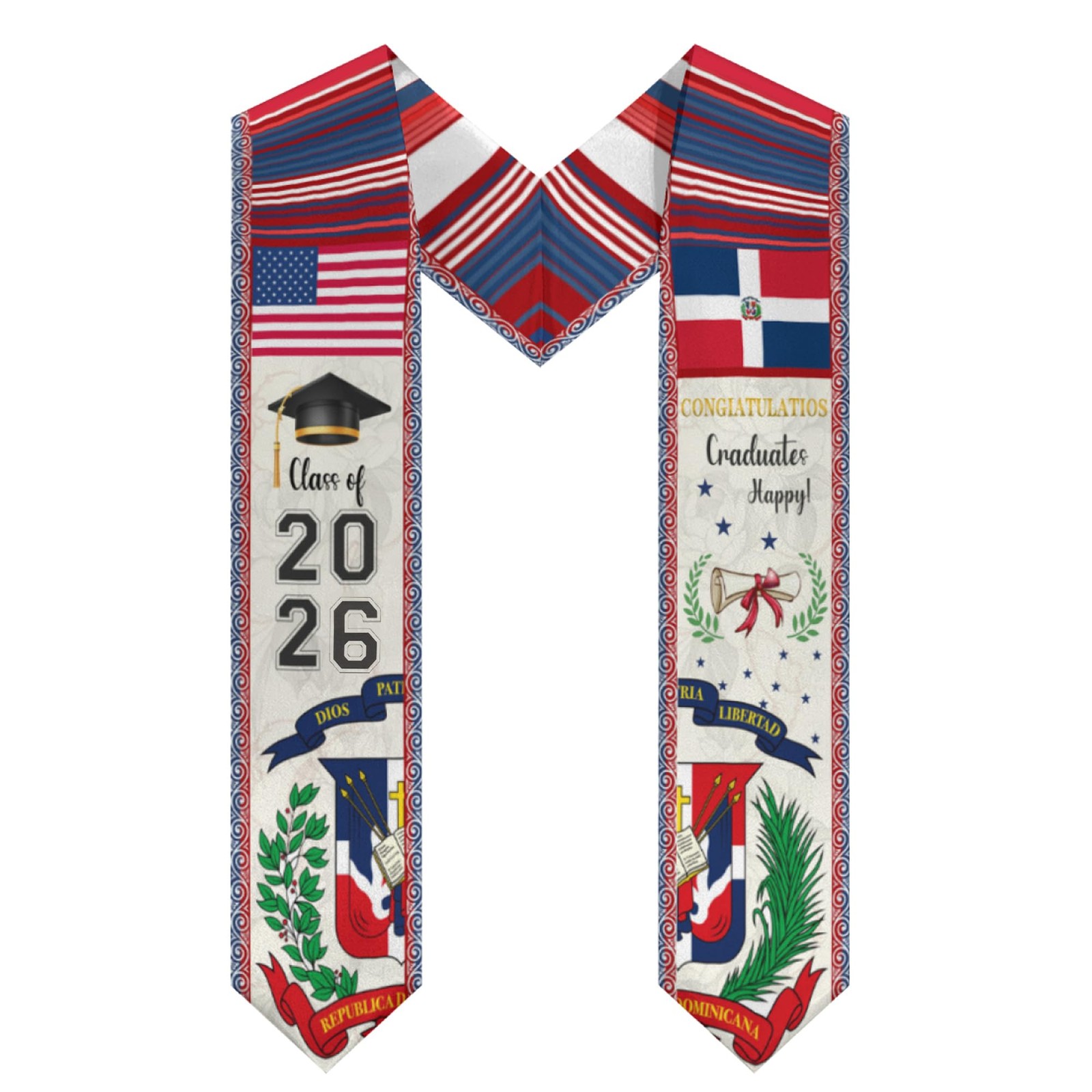 Dominican Republic Graduation Sash, Dominican Republic American Flag Graduati…