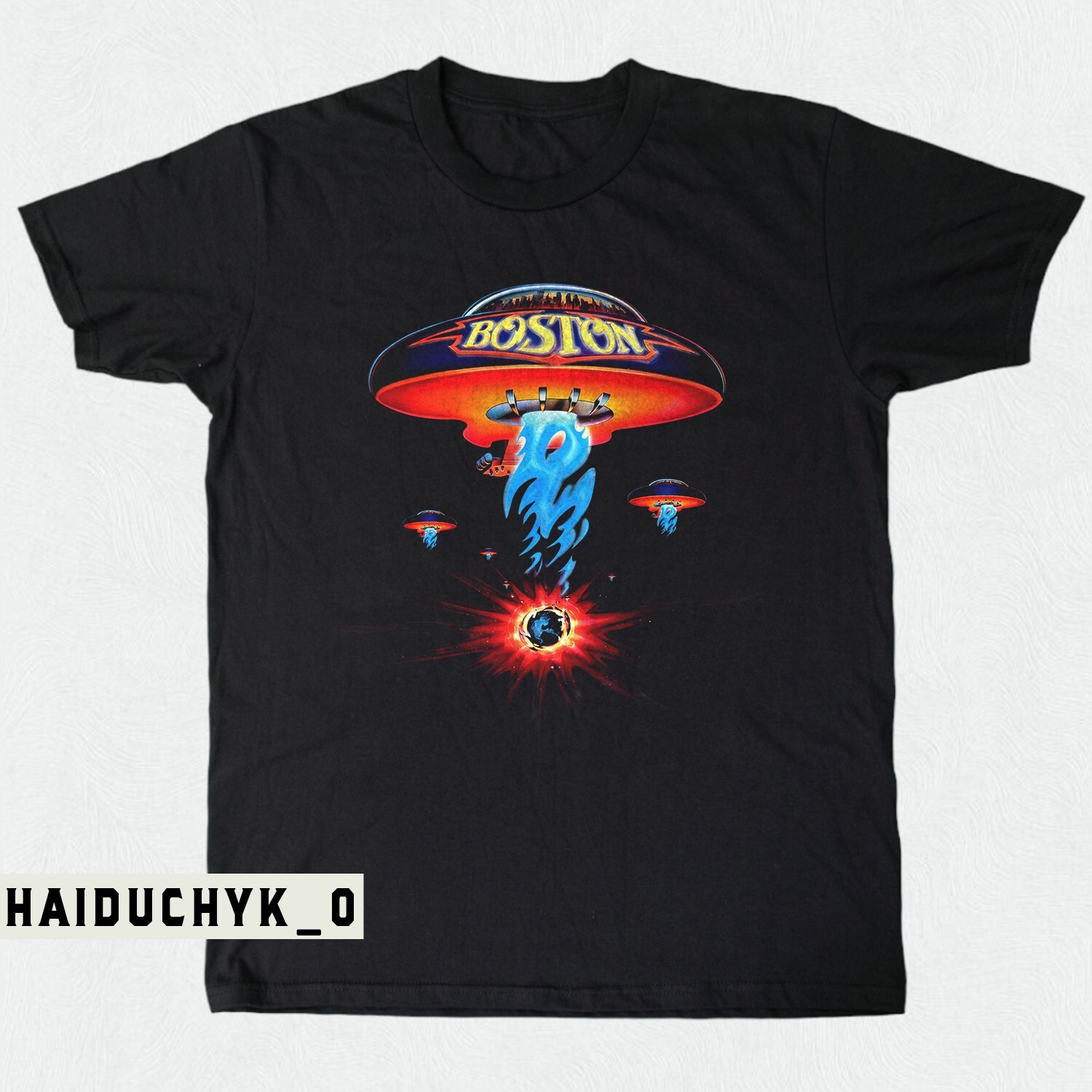 Boston Shirt Hard Rock Band Unisex Black T-shirt Size S-5XL