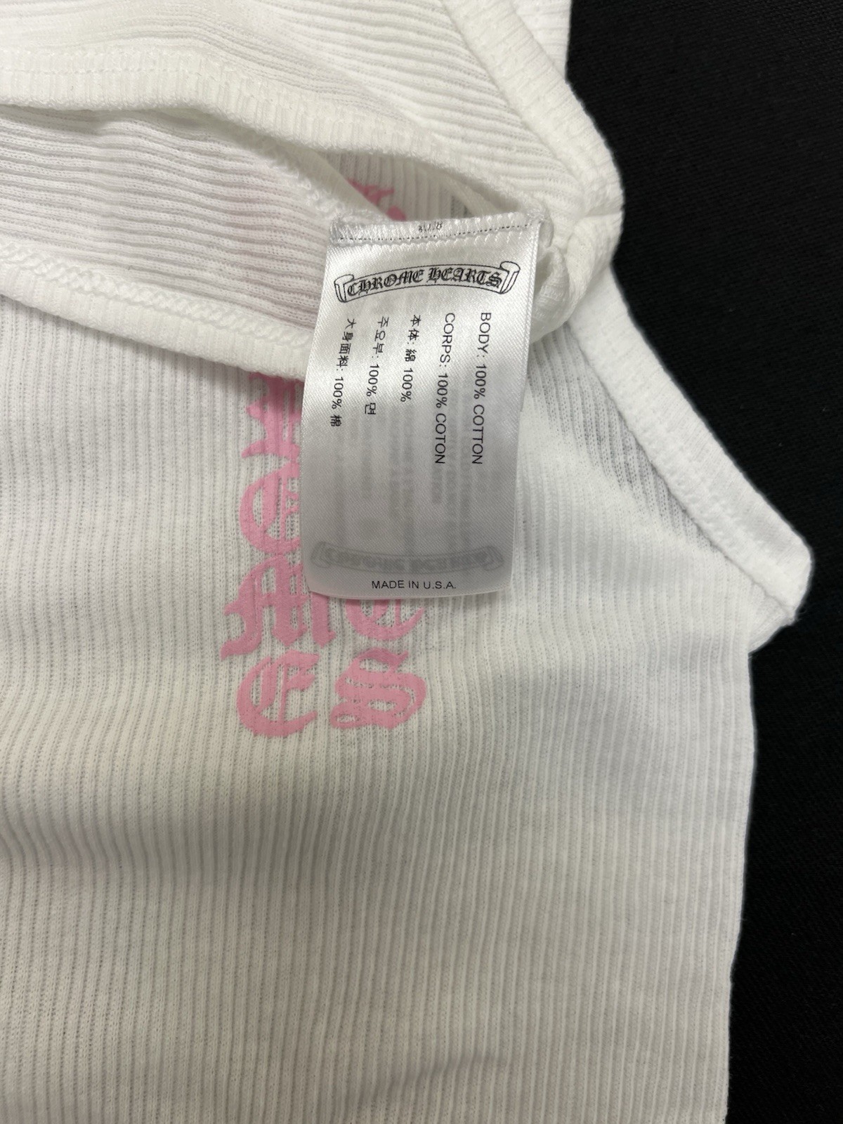 Chrome Hearts T Bar Rib Tank White Pink Size L
