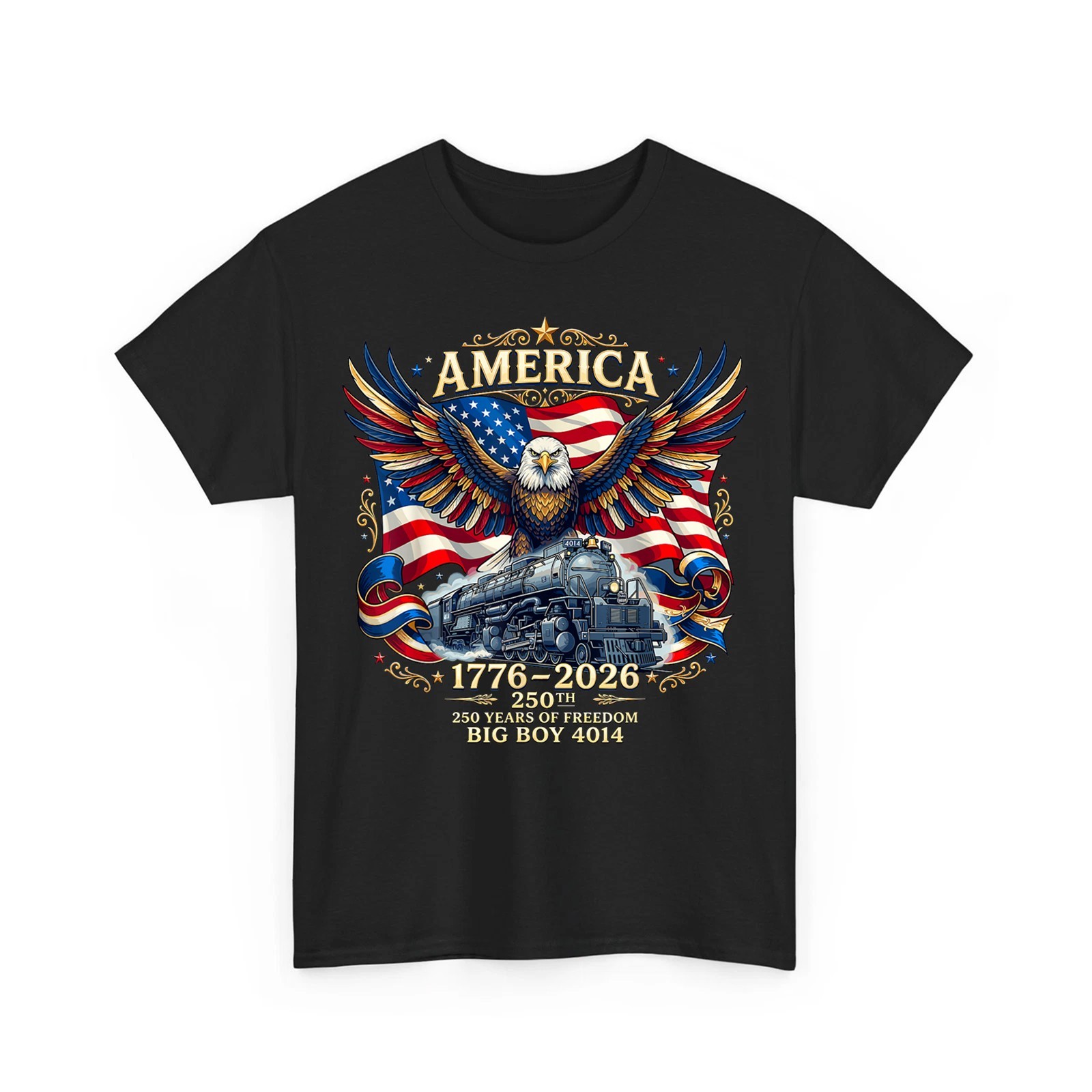 250th Anniversary USA Big Boy 4014 Train Vintage US Flag Unisex T-Shirt