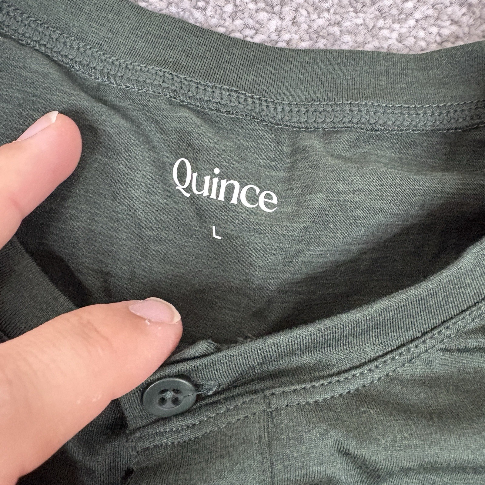 Quince Flowknit Breeze Performance Long Sleeve Henley T Shirt Mens L Olive Green