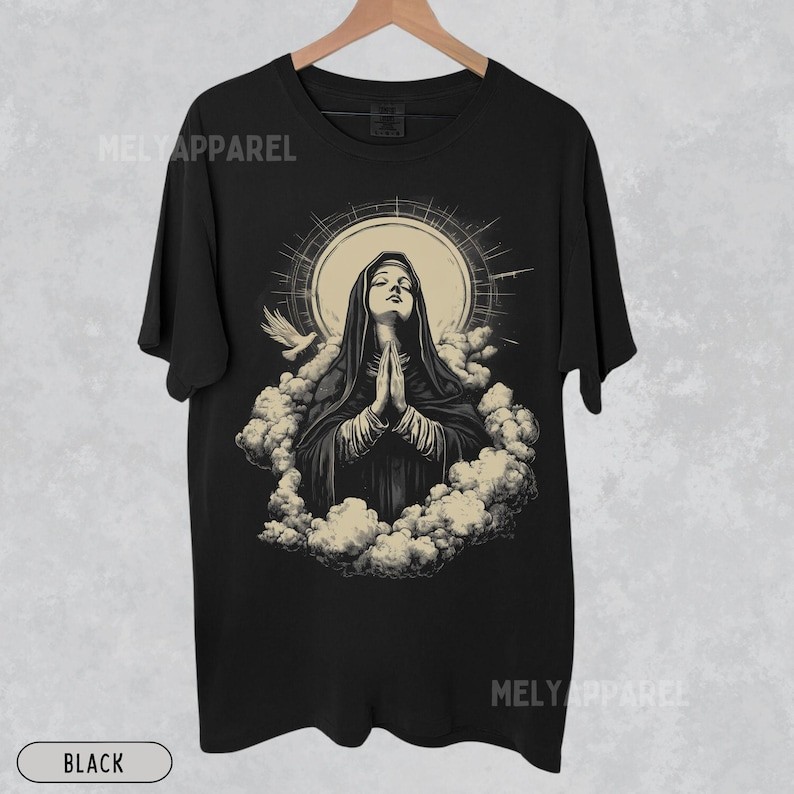 Virgin Mary Prayer Shirt � Vintage Holy Graphic Tee, Religious Streetwear