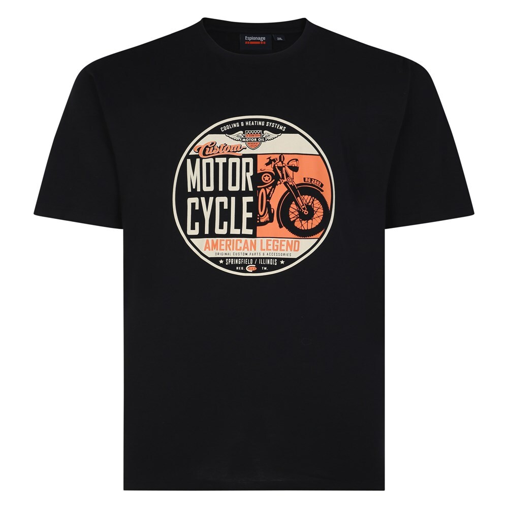 ESPIONAGE BLACK MOTORCYCLE PRINT T387 TEE SHIRT 2XL3XL4XL5XL6XL7XL8XL