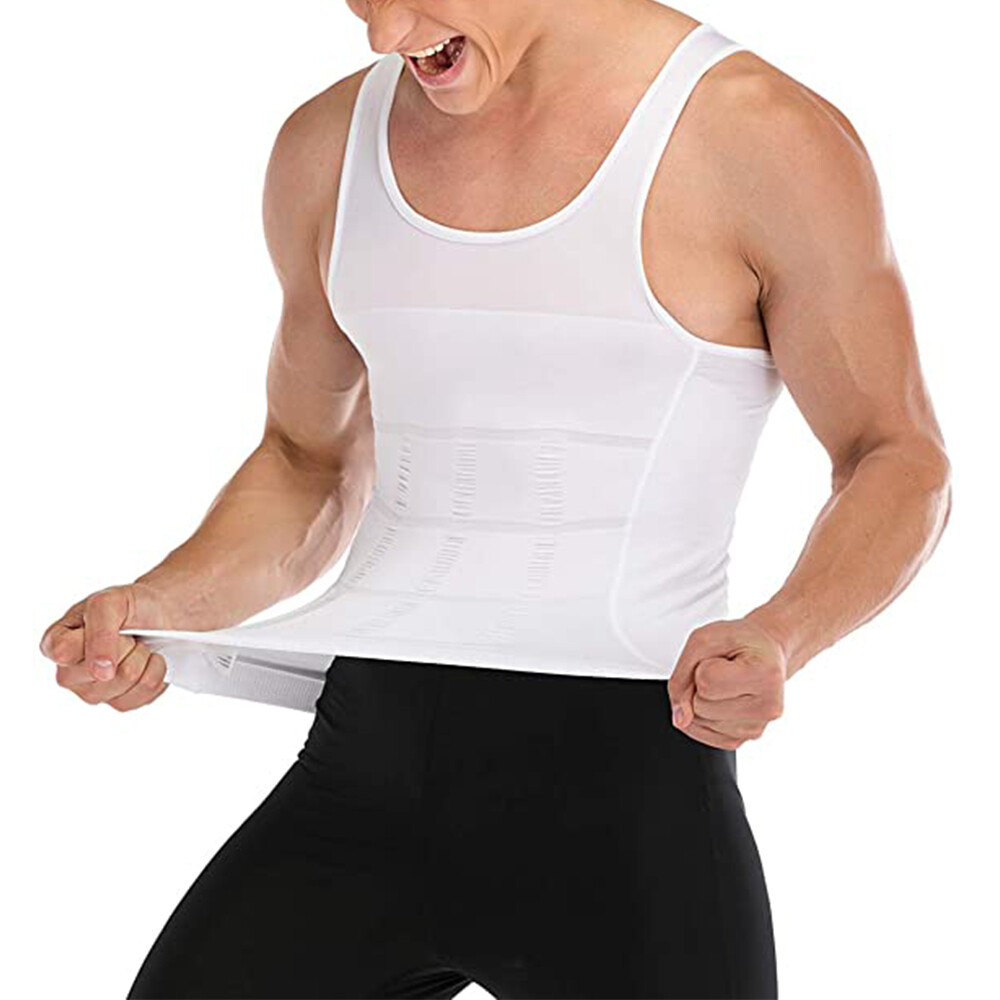 Men’s Compression Shirt to Hide Gynecomastia Moobs Slimming Body Shaper Vest Top