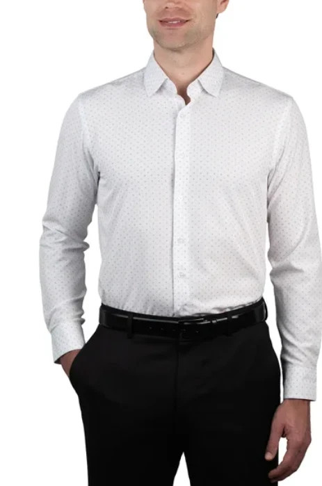 Nautica Men’s Performance Slim Fit Dress Shirt, White, XL (17-17.5, 32/33)