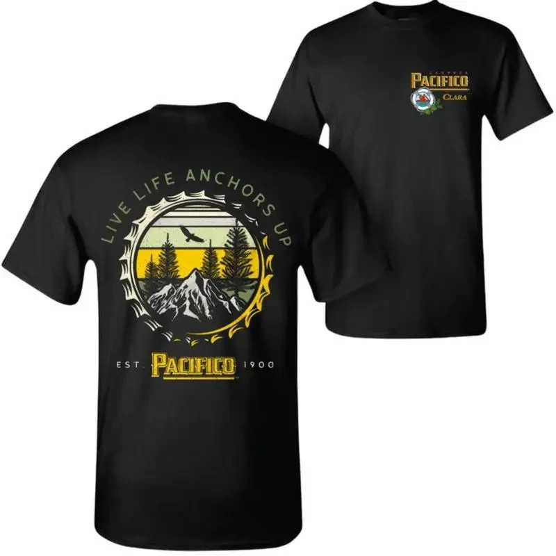 [Graphic Tee]Pacifico Beer Graphic Tee 2 Sided Live Life Anchors Up Mountain