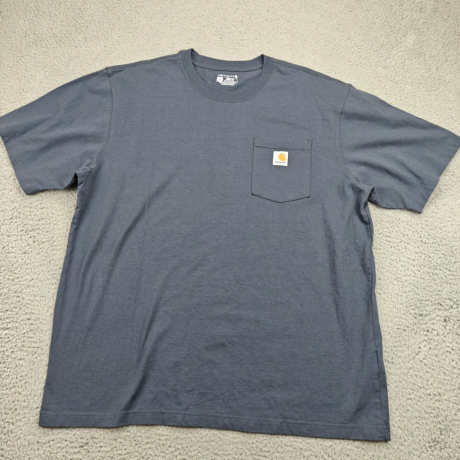 Carhartt Shirt Mens XL Blue Loose Fit Pocket Workwear Cotton Tee K87-M