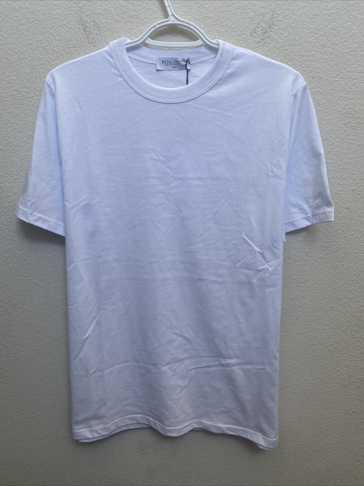 Mida Undici Italy Men’s Medium White T-Shirt Short Sleeve Crew Neck NWT