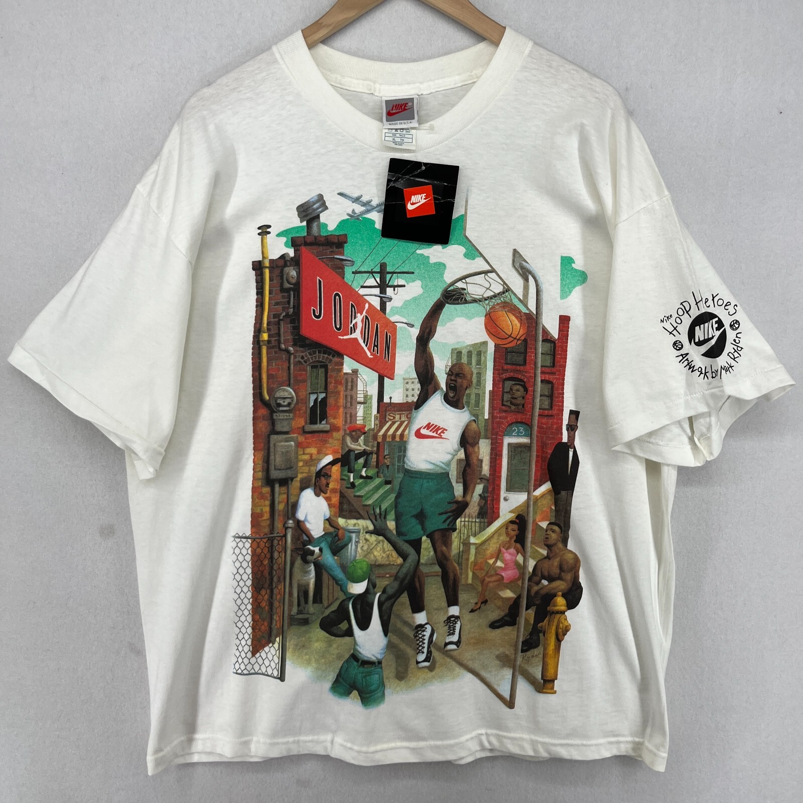 NIKE Shirt XL 1991 MICHAEL JORDAN Mark Ryden Hoop Heroes Single Stitch Air NEW