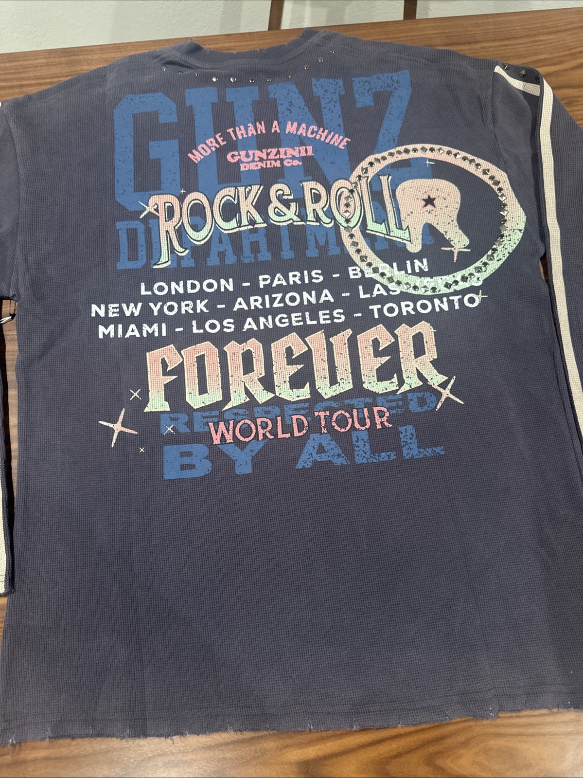 Men’s 2XL Gunzinii Thermal Longsleeve Hardware Shirt Rock N Roll World Tour NWT