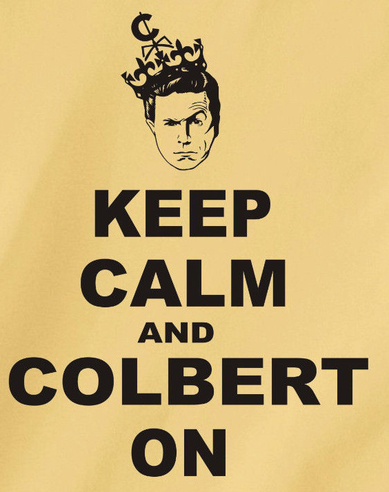 KEEP CALM AND COLBERT ON T-Shirt stephen report daily show tshirt funny KCCO-448