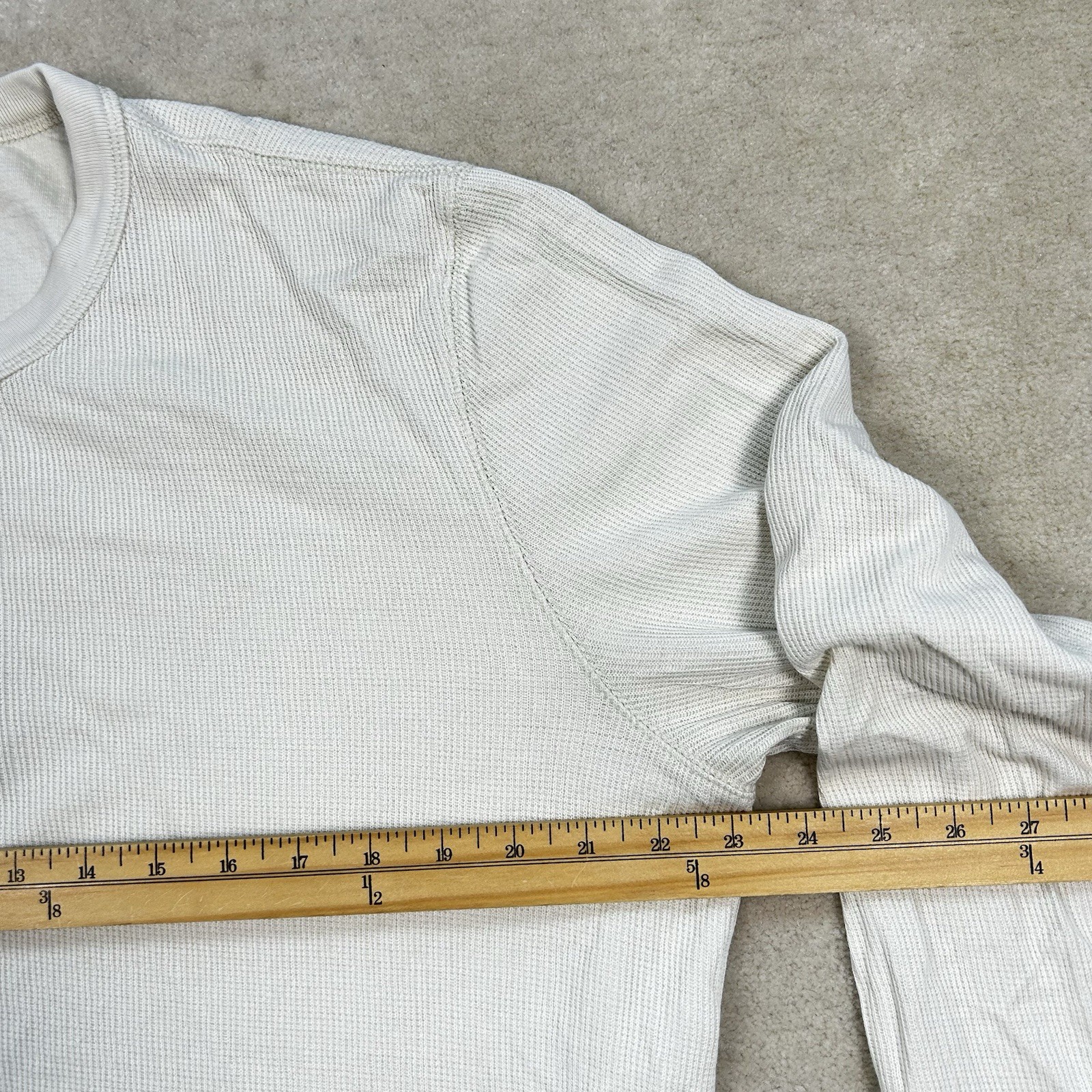 Buck Mason Vintage Thermal Henley Shirt Off White Beige Waffle Men Large Cotton