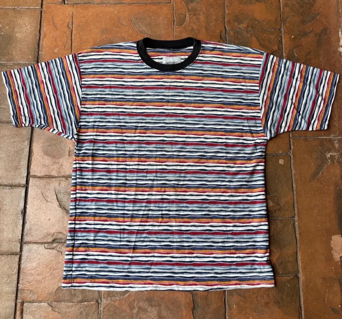 Vintage Y2K Steelhead 3D Knit T-Shirt XL Coogi Style Biggie Multicolor