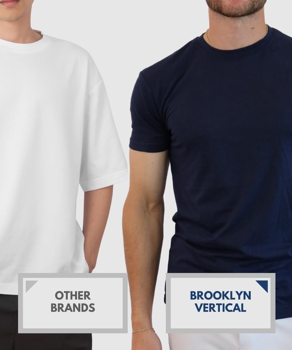 BROOKLYN VERTICAL Men’s 3-Pack Solid Tees, Soft Comfortable Short Sleeve Crewnec