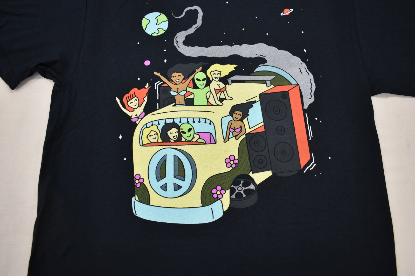 A-Lab Mens Take A Ride Alien Bus Funny Black T-Shirt New S, M, L, XL, 2XL, 3XL