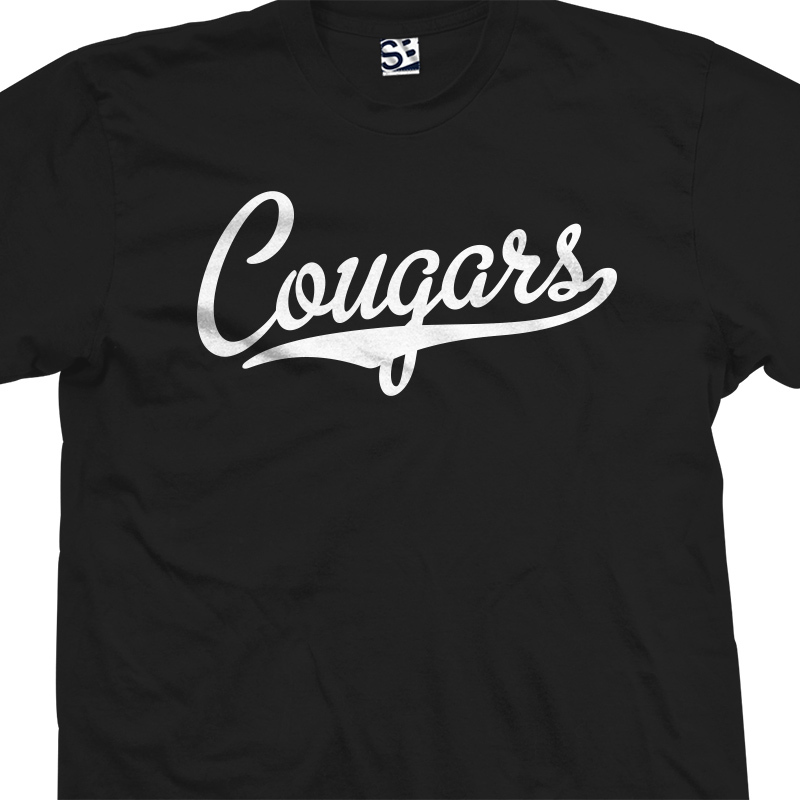 Cougars Script Tail Shirt | High School Sports Football Team | All Size & Colors
