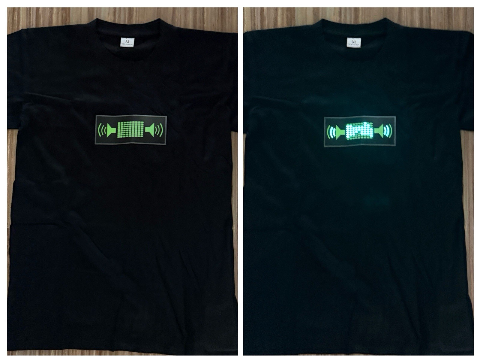 Sound Activated Light Up T-Shirt Black Size M Flashing Music Wear Works Great!