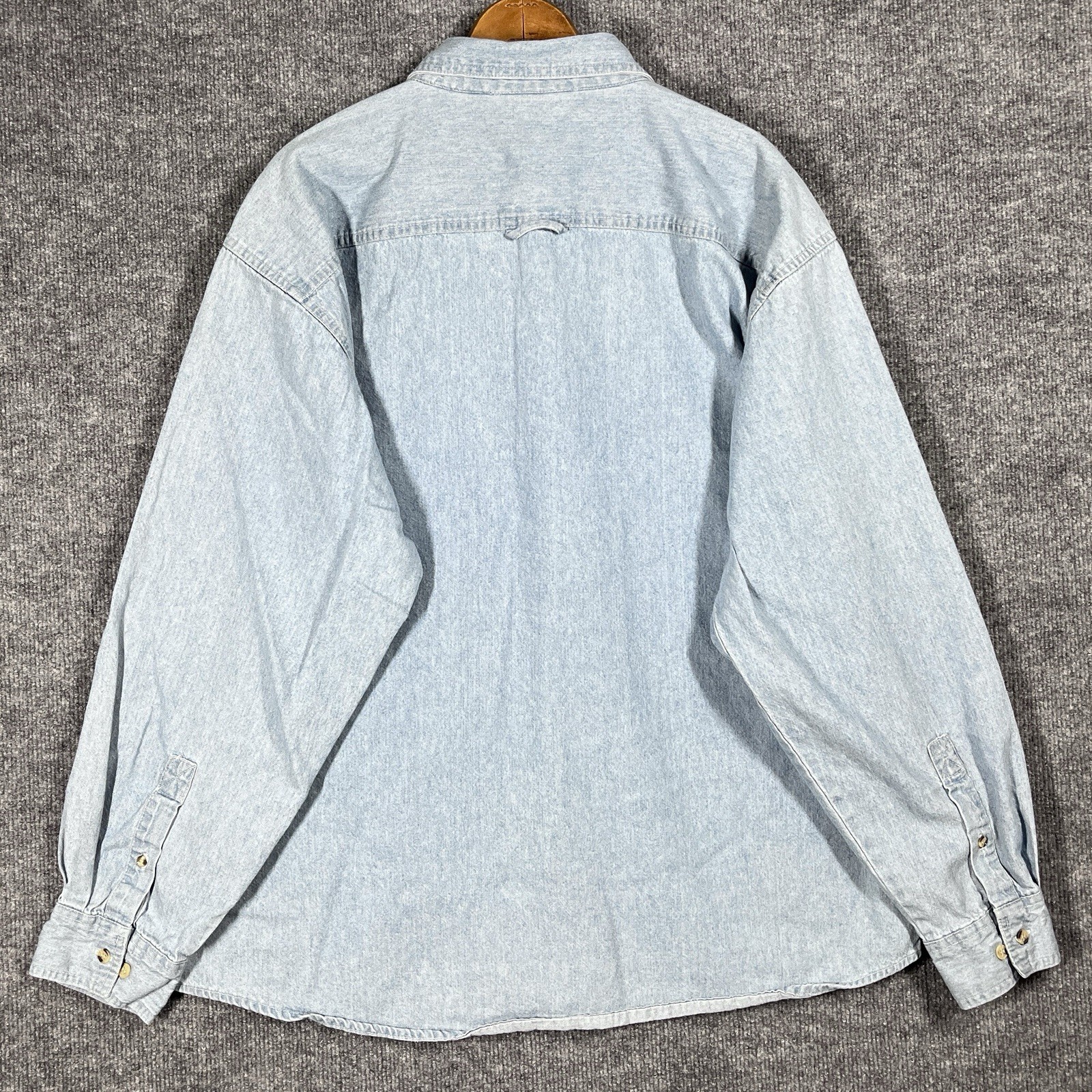 VINTAGE 90s Motorola Employee Shirt Mens XL Denim Chambray Tech Promo Cell Phone