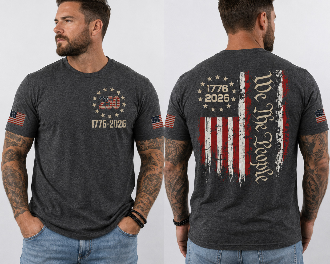 250 Years American Flag 250th Anniversary USA Patriotic T-Shirt S-5XL