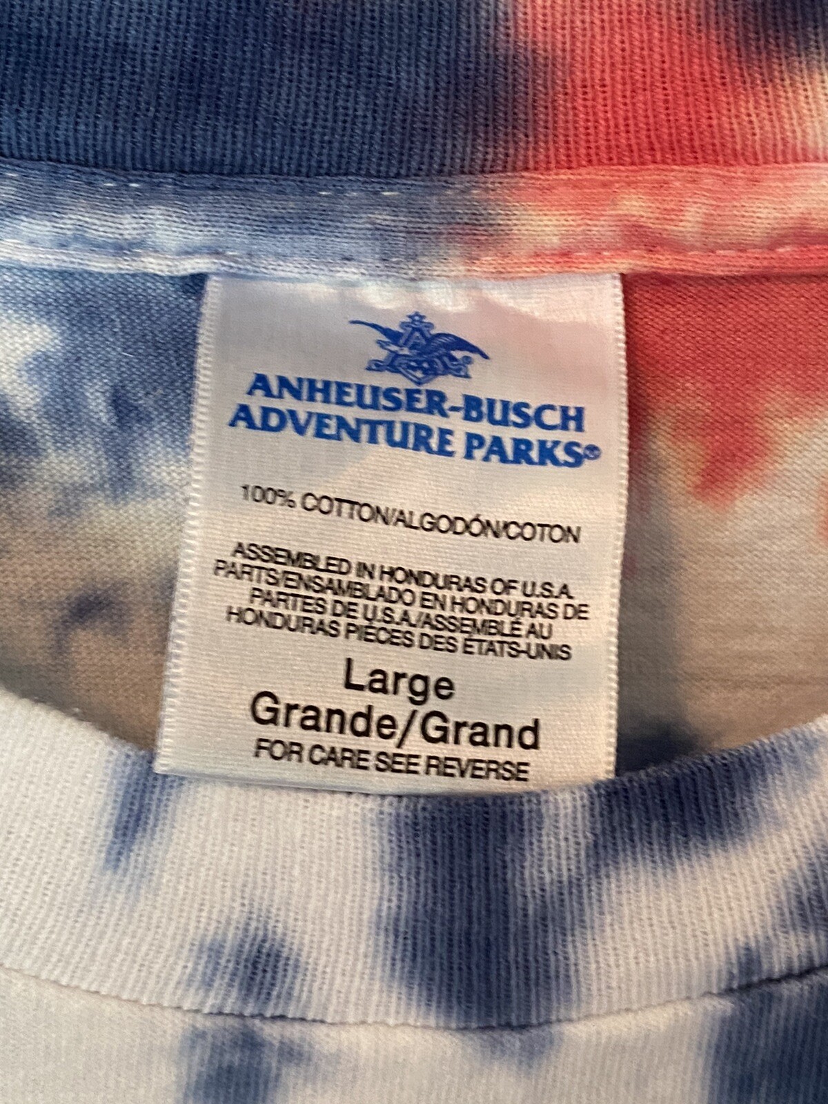 Custom Tie Dye White Red Blue T-Shirt Size Men’s L United We Stand USA Patriotic