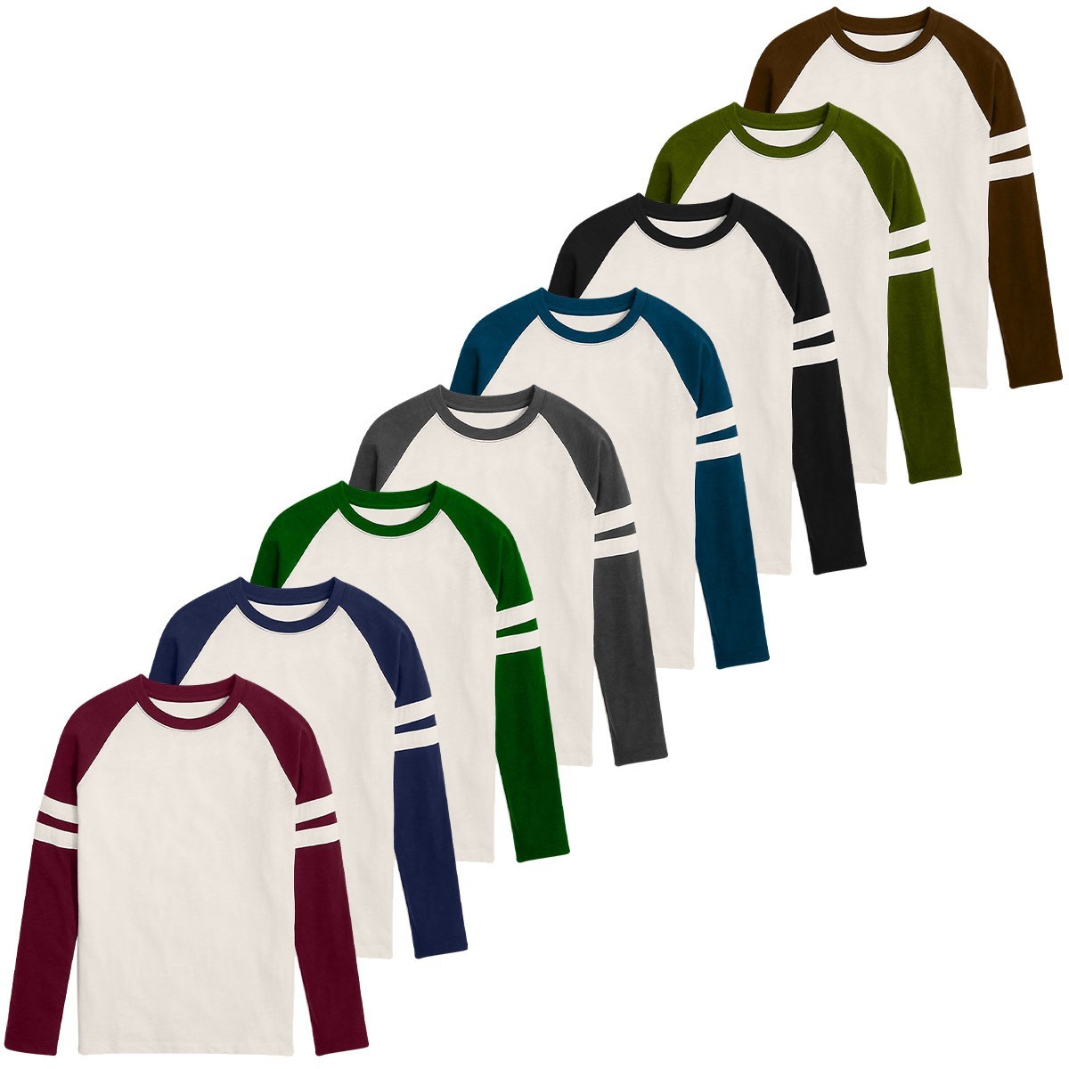 Mens Triblend Long Sleeve Baseball T-Shirt Casual Raglan Plain Contrast L/S Top