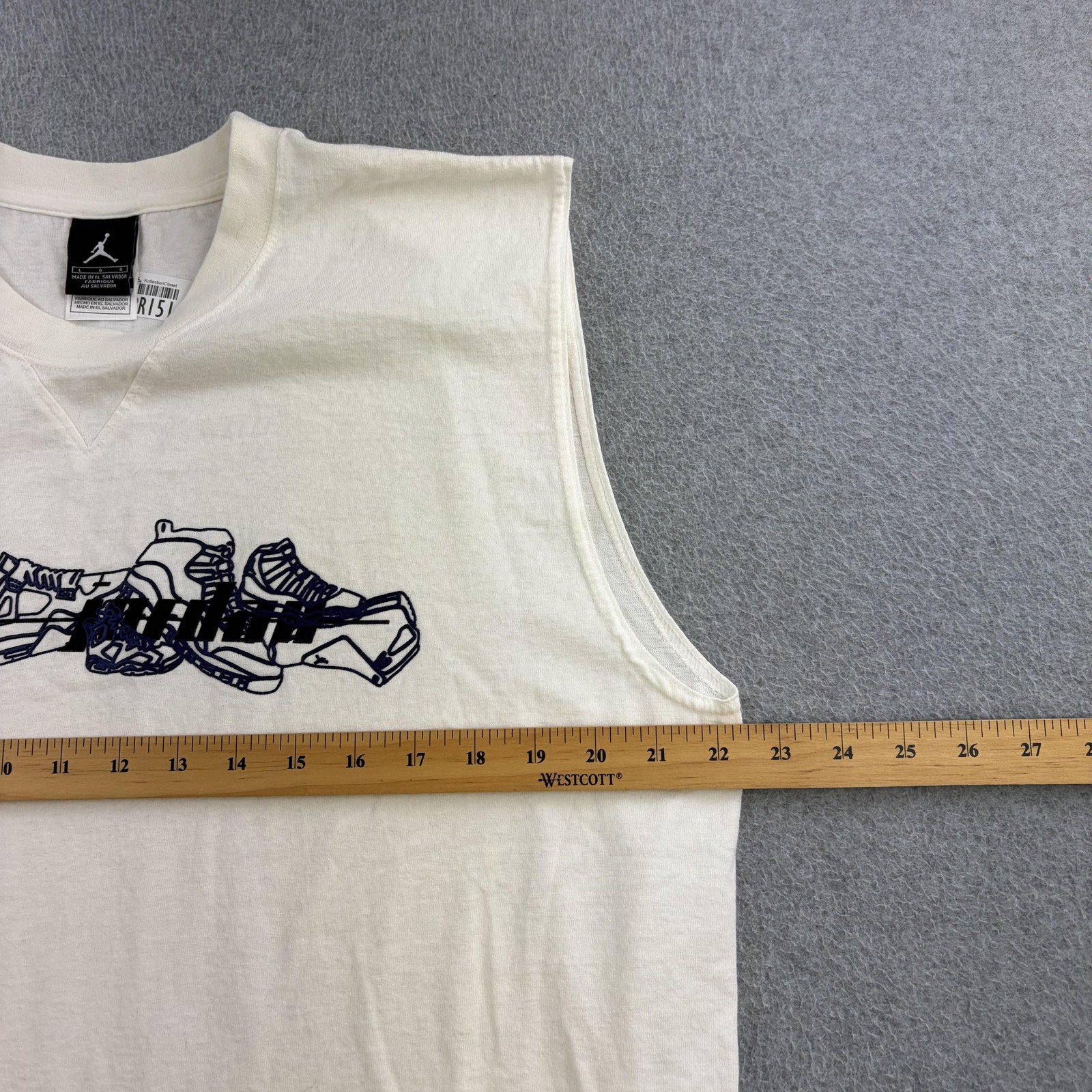 Jordan Shirt Mens Large White Sleeveless Sneaker Graphic Muscle Tee Adult