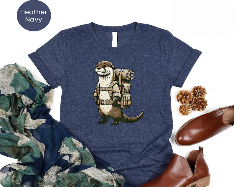 Hiking Otter Funny Nature Comfort Tee Animal Lover Wildlife