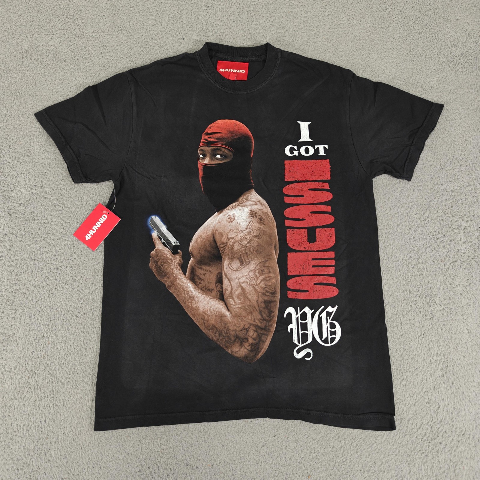 4Hunnid I Got Issues Shirt Mens Medium Black YG Graphic Rap Tee Hip Hop New