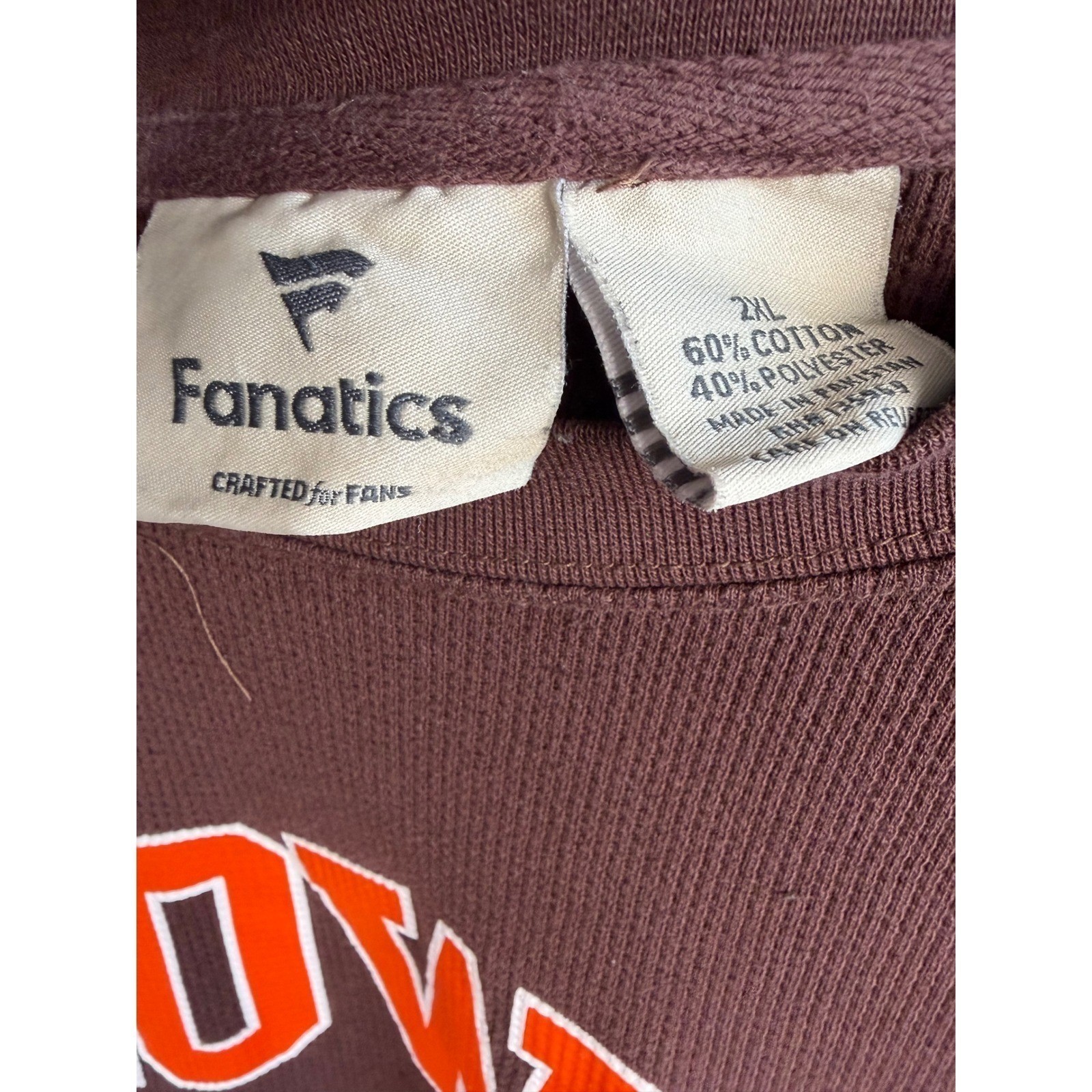 Cleveland Browns Fanatics Waffle Knit Thermal Long Sleeve Shirt Brown Mens 2XL