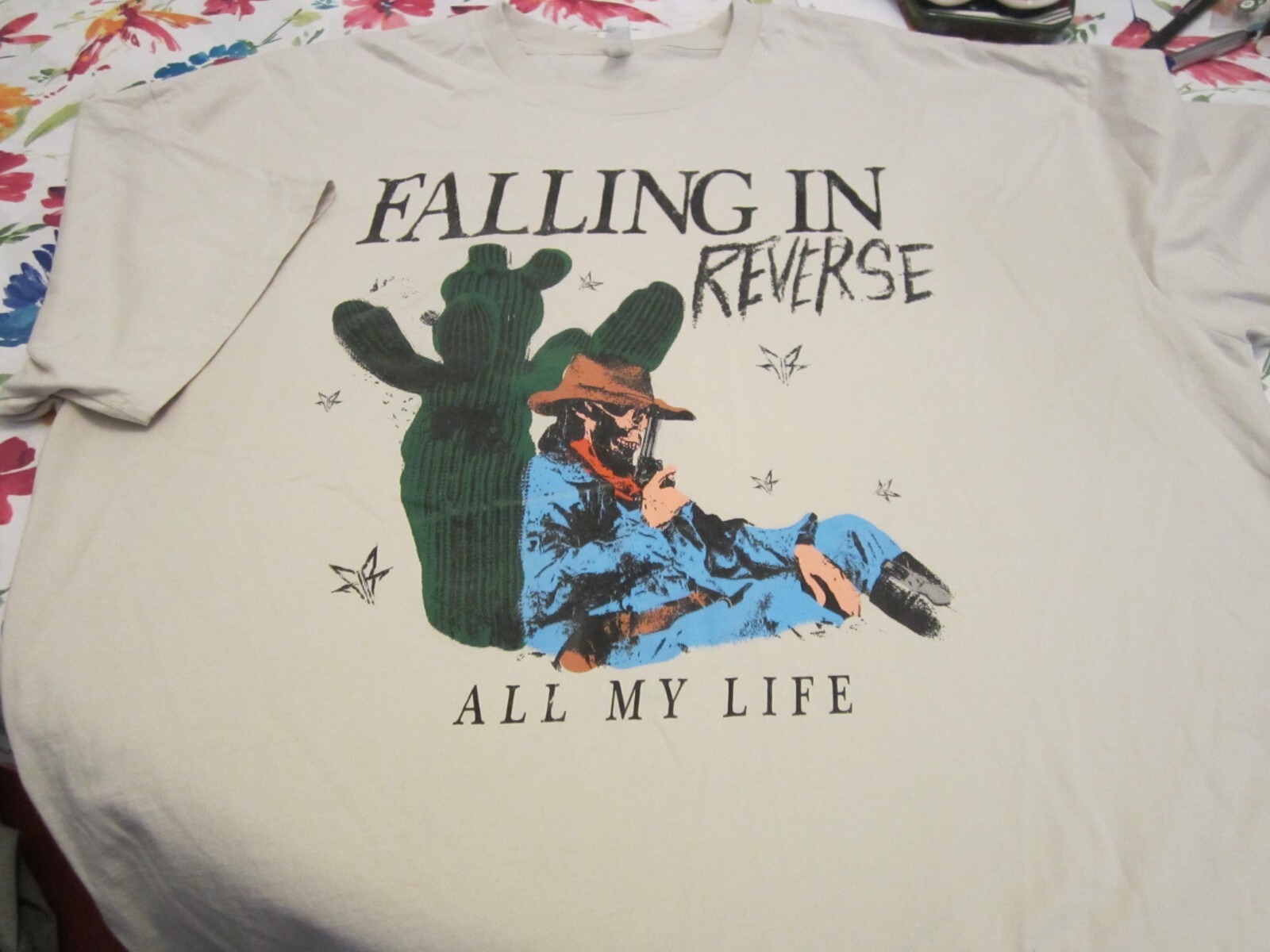 Falling In Reverse Concert T-Shirt – Tan – 3XL – All My Life