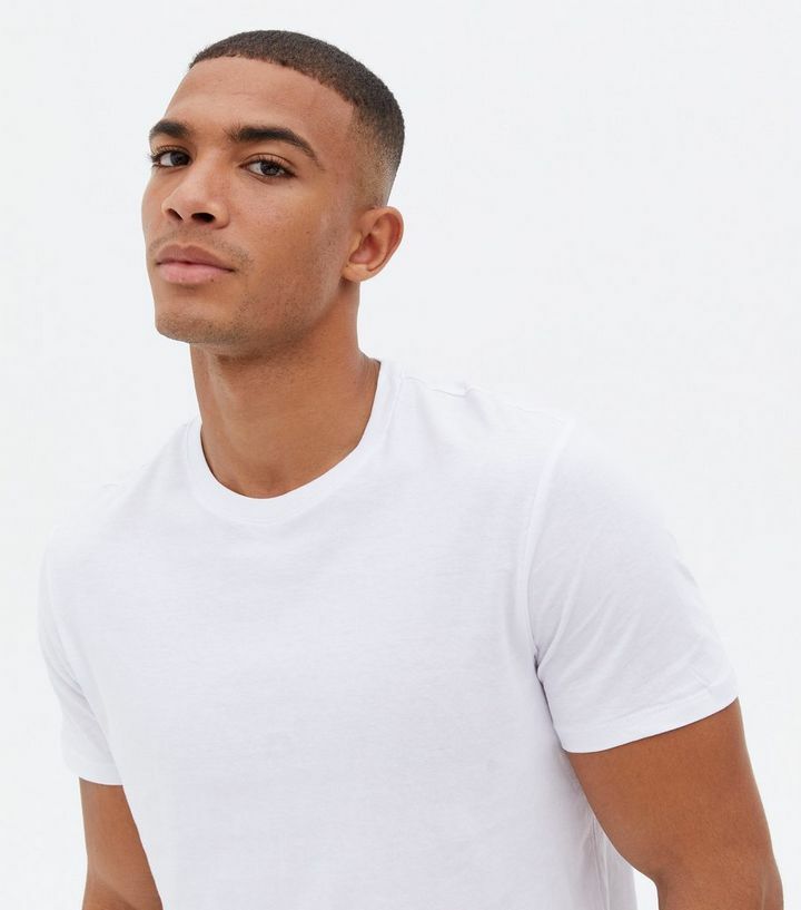 New Look Mens White Crew Neck Short Sleeve T-Shirt Size Medium