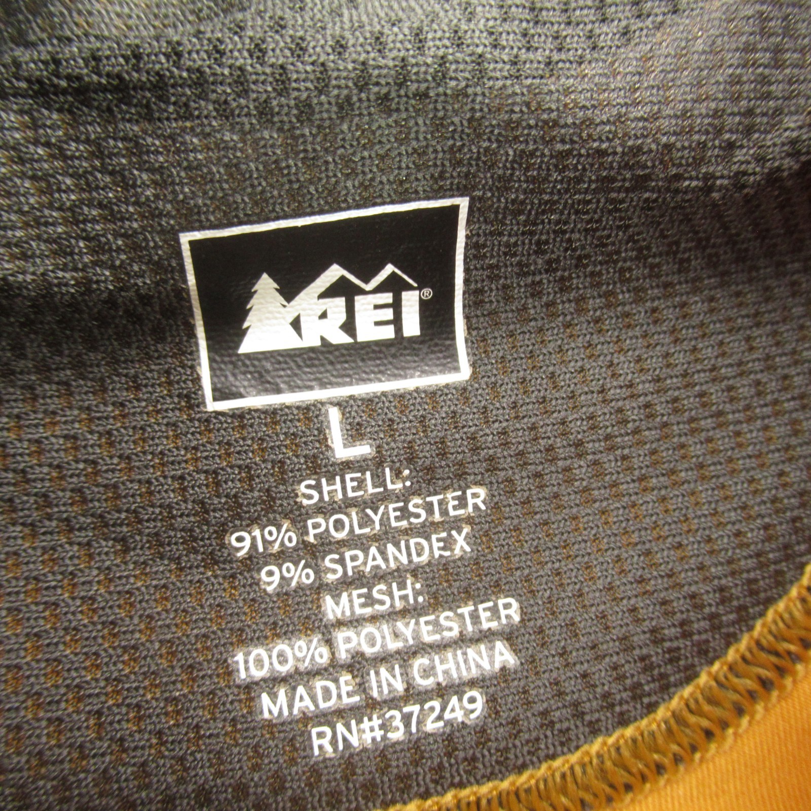 REI Shirt Mens Large Short Sleeve Crew Neck 1/4 Zip Lightweight Casual Yellow