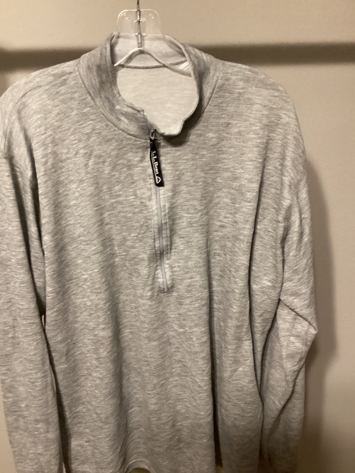 Lrg Mens 1/4 zip L.L. Bean lightweight base layer running shirt soft